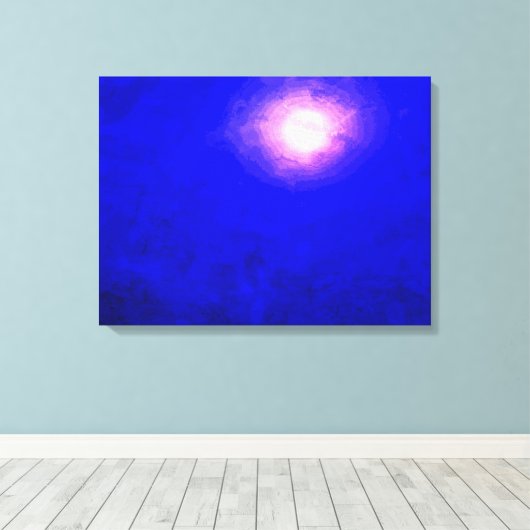 Eenmaal in een diepblauw-moonminimalistisch Abstra Canvas Afdruk (Insitu (Houten vloer))
