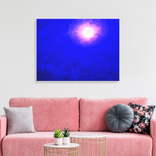 Eenmaal in een diepblauw-moonminimalistisch Abstra Canvas Afdruk (Insitu (Woonkamer))