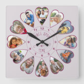 Eenmaal op een tijdstip 12 Gedeelde foto's roze Vierkante Klok (Voorkant)