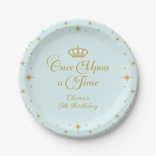 Eenmaal op een 'Time Gold Princess Birthday' Papieren Bordje (Voorkant)
