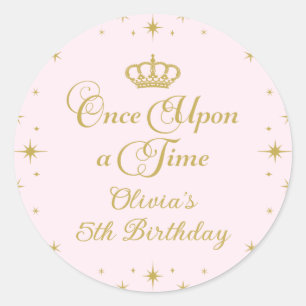 Eenmaal op een 'Time Gold Princess Birthday' Ronde Sticker
