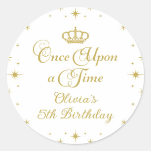 Eenmaal op een 'Time Gold Princess Birthday' Ronde Sticker