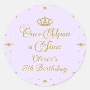 Eenmaal op een 'Time Gold Princess Birthday' Ronde Sticker