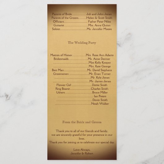 Eenmaal op een Time Wedding-programma Programmakaart (Achterkant)