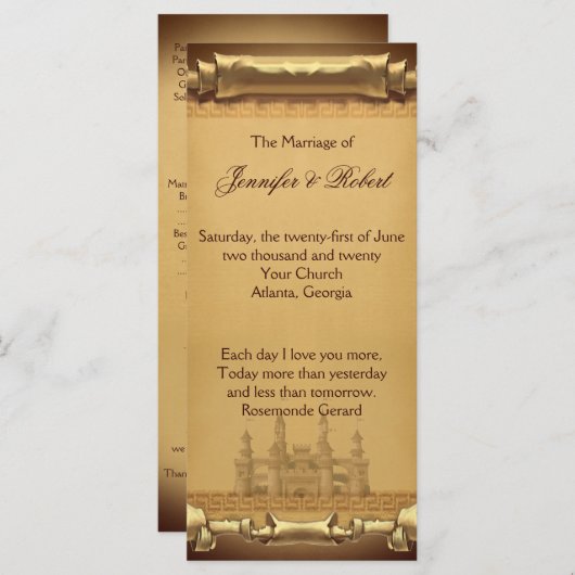 Eenmaal op een Time Wedding-programma Programmakaart (Voorkant / Achterkant)