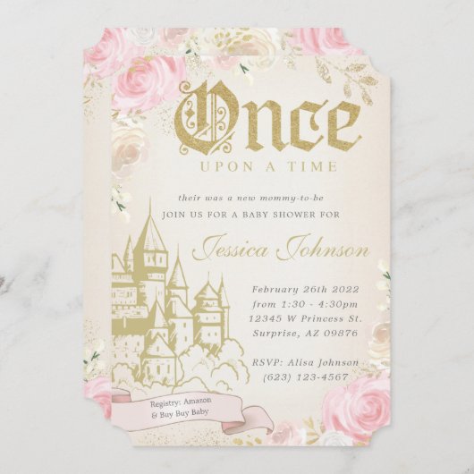 Eenmaal op een uitnodiging van het Baby shower van (Voorkant / Achterkant)