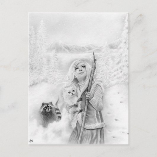 Eenmaal op een winters Briefkaart (Voorkant)