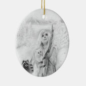 Eenmaal op een winterversiering keramisch ornament (Rechts)