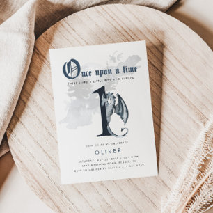 Eenmaal op tijd Dragon 1st Birthday Invitation Kaart