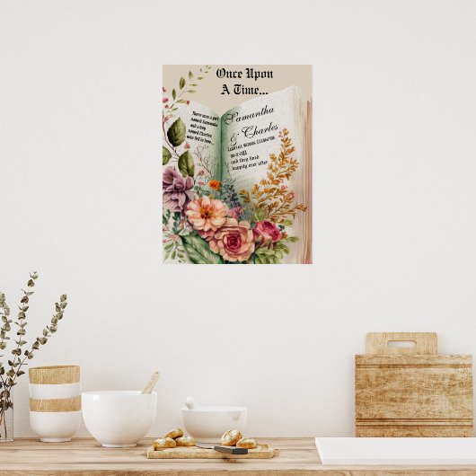 Eenmaal op tijd | Floral Book Wedding Poster (Keuken)
