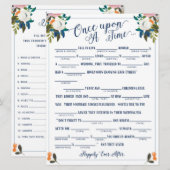 Eenmaal op tijd liefdesverhaal Bridal Libs Game Kaart (Voorkant / Achterkant)