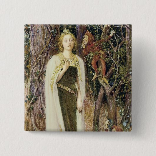 Eenmaal op tijd vierkante button 5,1 cm (Voorkant)