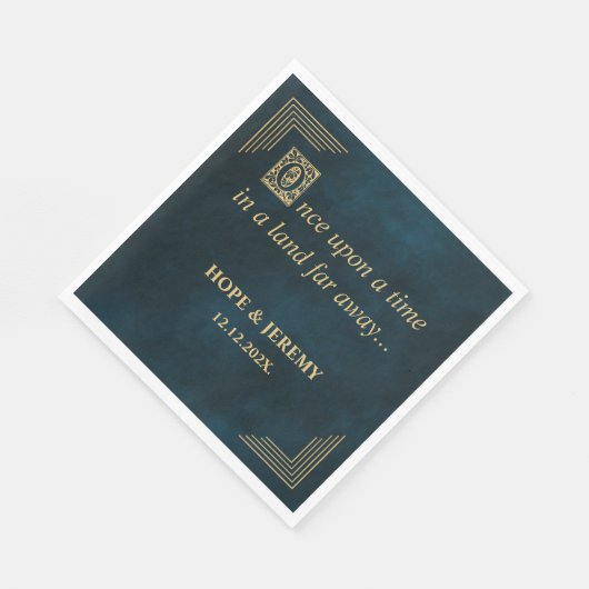 Eenmaal op Time Fairy Tale Emerald Gold Wedding Servet (Hoek)