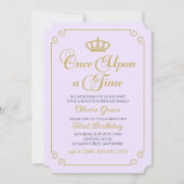 Eenmaal op Time Gold Prinses Birthday Uitnodiging (Voorkant)