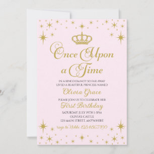 Eenmaal op Time Gold Prinses Birthday Uitnodiging