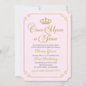 Eenmaal op Time Gold Prinses Birthday Uitnodiging (Voorkant)