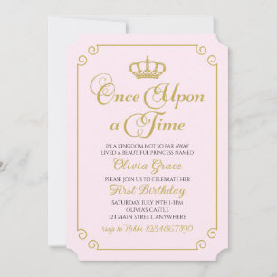 Eenmaal op Time Gold Prinses Birthday Uitnodiging