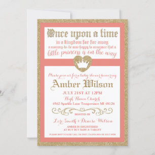 Eenmaal op Time Prinses Baby shower Invitation Kaart