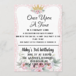 Eenmaal op Time Prinses Invitation Kaart