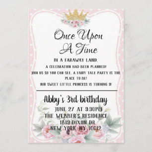 Eenmaal op Time Prinses Invitation Kaart