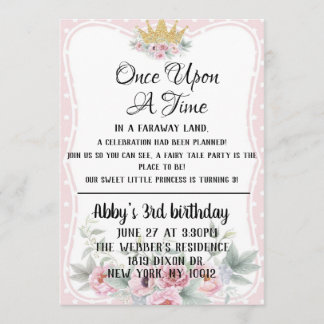 Eenmaal op Time Prinses Invitation Kaart