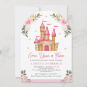 Eenmaal op Time Roze sproeier Castle Baby shower Kaart (Voorkant)