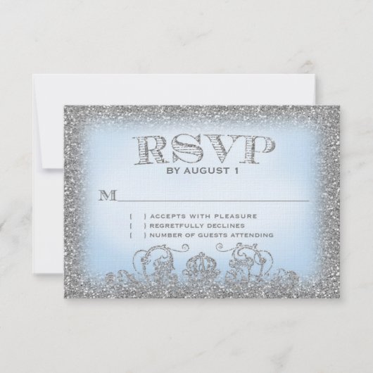 Eenmaal op Time Silver Blue RSVP Kaartje (Voorkant)