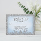 Eenmaal op Time Silver Blue RSVP Kaartje (Staand voorkant)