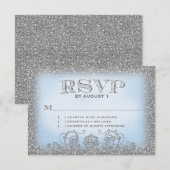 Eenmaal op Time Silver Blue RSVP Kaartje (Voorkant / Achterkant)