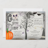 Eenmaal op Time Spooky Halloween Book Invitation Kaart (Voorkant)