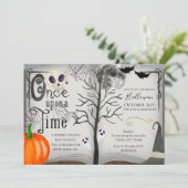 Eenmaal op Time Spooky Halloween Book Invitation Kaart (Staand voorkant)
