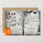 Eenmaal op Time Spooky Halloween Book Invitation Kaart (Voorkant / Achterkant)