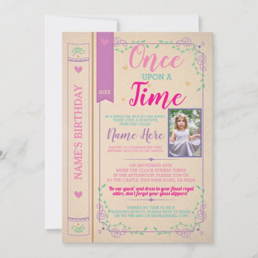 Eenmaal op Time Story Tale Book Birthday Foto Kaart (Voorkant)