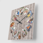 Eenmaal per keer 12 hartgestormde foto's ashhout vierkante klok (Hoek)