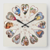 Eenmaal per keer 12 hartgestormde foto's vierkante klok (Voorkant)