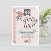 Eenmaal roze Floral Girl Kaart (Staand voorkant)