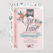 Eenmaal roze Floral Girl Kaart (Voorkant / Achterkant)