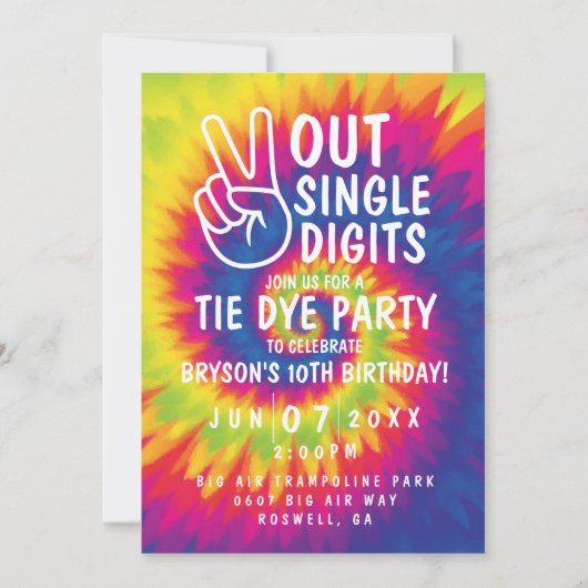 Eénmalige centimeter dikke dye 10th Birthday Kaart (Voorkant)