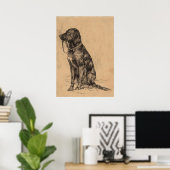 Eenmalige hond, met eigen Vintage Pen Inkt Poster (Thuiskantoor)