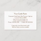 Eenmalige koe visitekaartje (Achterkant)