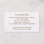 Eenmalige koe visitekaartje (Achterkant)