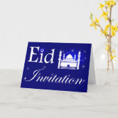 Eenmalige uitnodiging in blauw met moskemaan sterr (Gele Bloem)