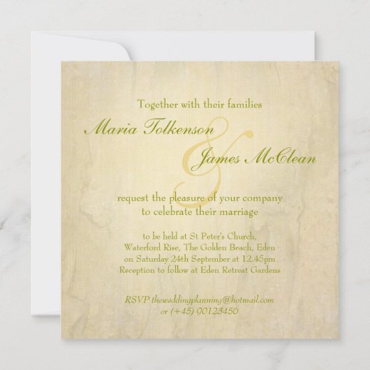 Eenmalige uitnodiging voor het bruiloft van de bru (Achterkant)