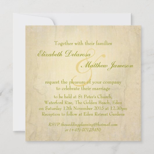 Eenmalige uitnodiging voor het bruiloft van de bru (Achterkant)