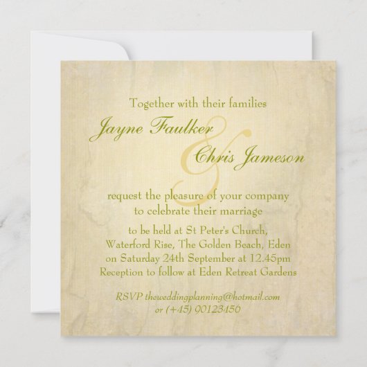 Eenmalige uitnodiging voor het bruiloft van de bru (Achterkant)