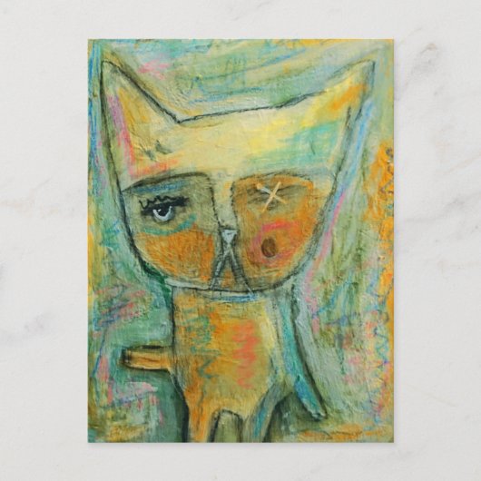 eenogige kat briefkaart (Voorkant)