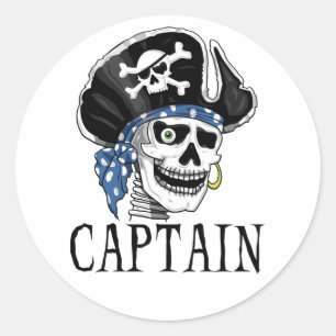 Eenogige piratenkapitein ronde sticker