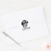 Eenogige piratenkapitein ronde sticker (Envelop)
