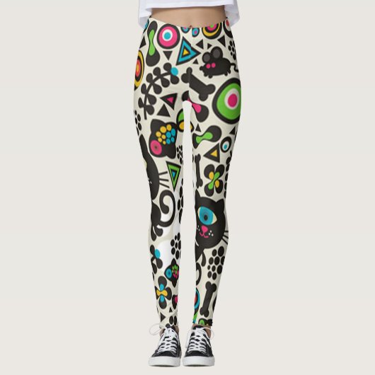 Eenogige Zwarte Kat Leggings (Voorkant)