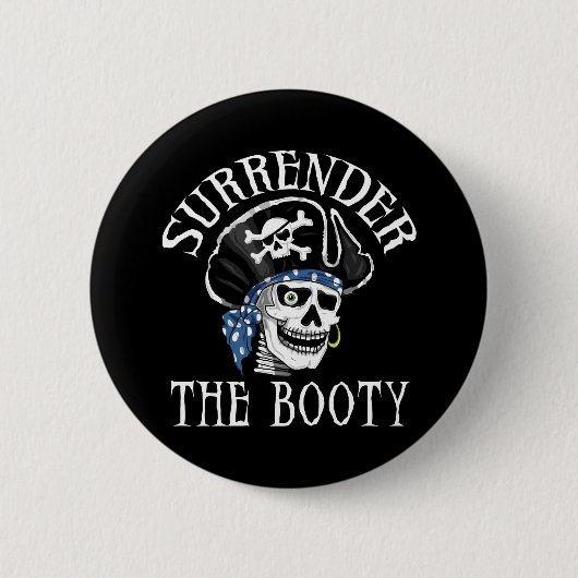 Eenoige piraatschedel en kruisbeenderen ronde button 5,7 cm (Voorkant)